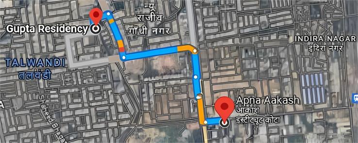 Distance from Gupta Residency to Apna Aakash